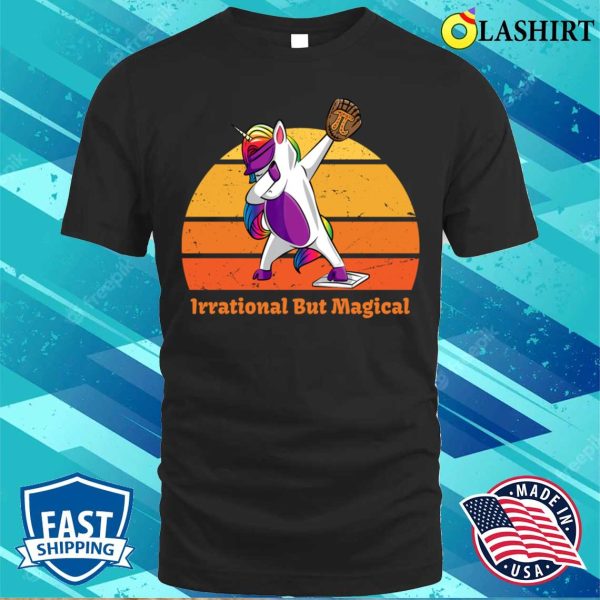 Irrational But Magical – Funny Pi – Dabbing Unicorn – Baseball Lover – Vintage Sunset T-shirt