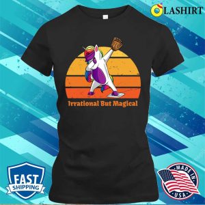 Irrational But Magical Funny Pi Dabbing Unicorn Baseball Lover Vintage Sunset T shirt 2