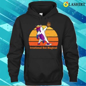 Irrational But Magical Funny Pi Dabbing Unicorn Baseball Lover Vintage Sunset T shirt 3