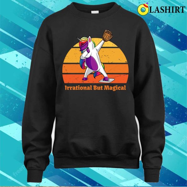 Irrational But Magical – Funny Pi – Dabbing Unicorn – Baseball Lover – Vintage Sunset T-shirt