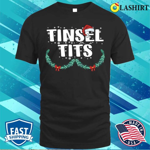 Jingle Balls Tinsel Tits Couples Christmas Santa Hat Matching Pajamas T-shirt