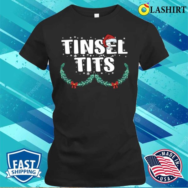 Jingle Balls Tinsel Tits Couples Christmas Santa Hat Matching Pajamas T-shirt