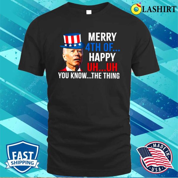 Joe Biden Confused Merry Happy Funny 4th Of July T-shirt