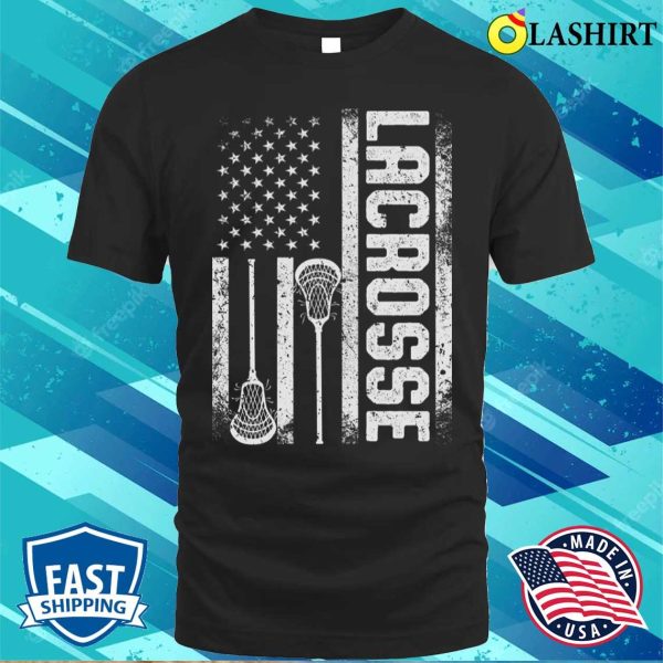 Lacrosse Relax Bro Funny Lacrosse Player American Flag T-shirt