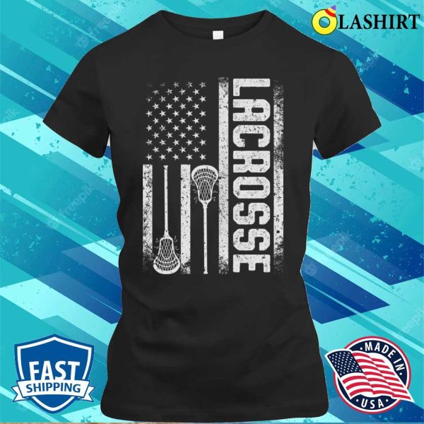 Lacrosse Relax Bro Funny Lacrosse Player American Flag T-shirt