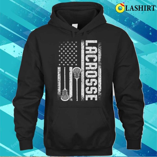 Lacrosse Relax Bro Funny Lacrosse Player American Flag T-shirt