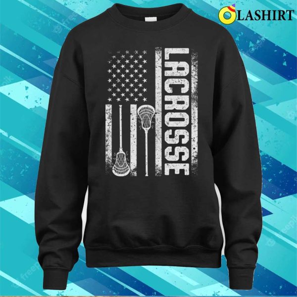 Lacrosse Relax Bro Funny Lacrosse Player American Flag T-shirt