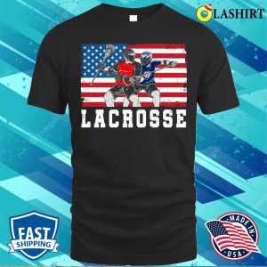 Lacrosse T shirt Lacrosse Player Funny Lacrosse Usa Flag T shirt 1
