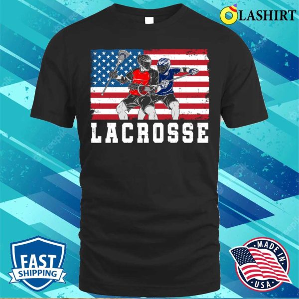 Lacrosse T-shirt, Lacrosse Player Funny Lacrosse Usa Flag T-shirt