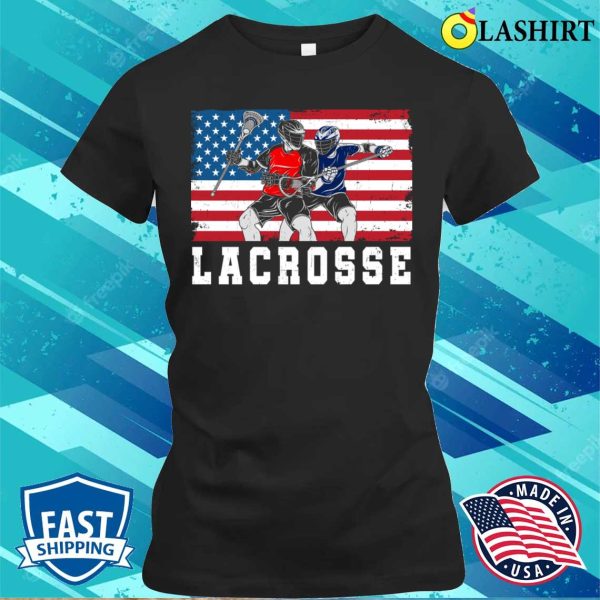 Lacrosse T-shirt, Lacrosse Player Funny Lacrosse Usa Flag T-shirt