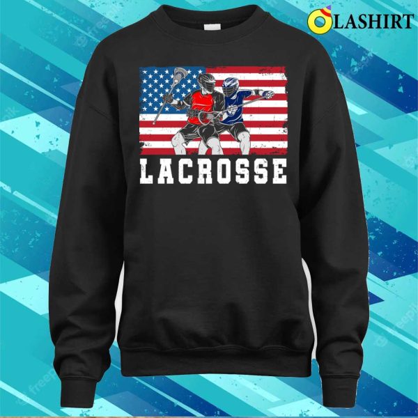 Lacrosse T-shirt, Lacrosse Player Funny Lacrosse Usa Flag T-shirt