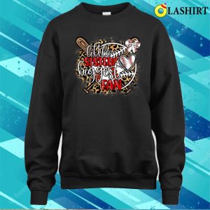 Leopard Little Sister Biggest Fan Funny Baseball Sister Girl T shirt 4