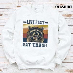 Live Fast Eat Trash Funny Raccoon Camping Vintage T shirt 1