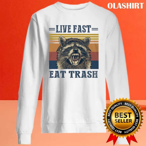 Live Fast Eat Trash Funny Raccoon Camping Vintage T-shirt