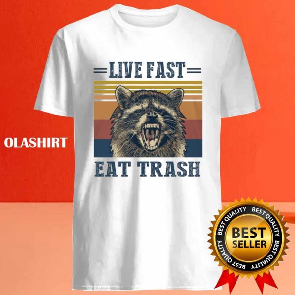 Live Fast Eat Trash Funny Raccoon Camping Vintage T-shirt