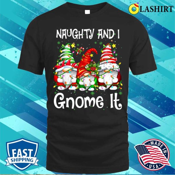 Naughty And I Gnome It Christmas Gnomes Funny Xmas Shirt