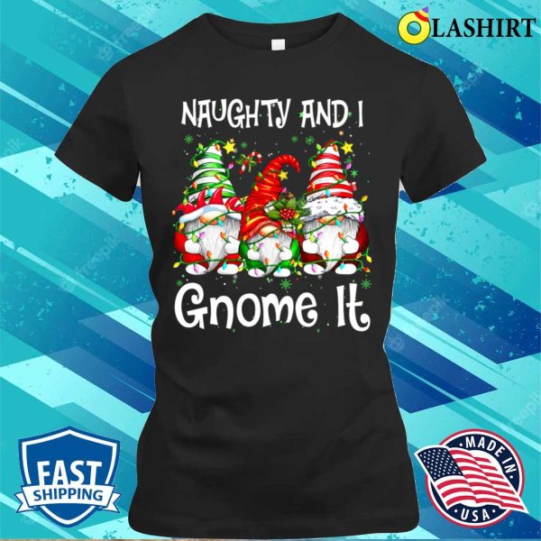 Naughty And I Gnome It Christmas Gnomes Funny Xmas Shirt