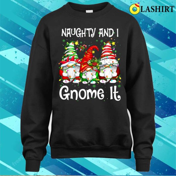 Naughty And I Gnome It Christmas Gnomes Funny Xmas Shirt