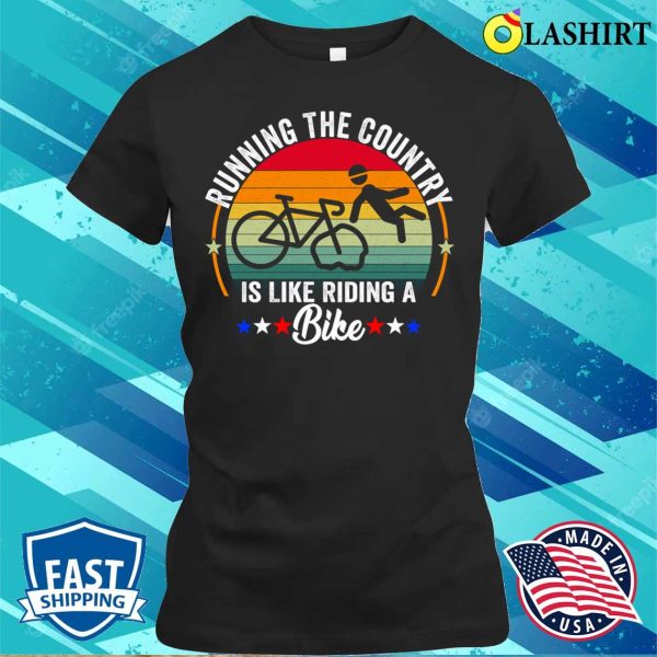 New Vintage Biden Falling Off His Bicycle Funny Biden Falls Off Bike T-shirt