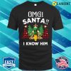 Omg Santa I Know Him Funny Elf Christmas Costume Tree Leopard Print T-shirt