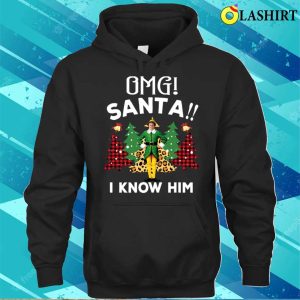 Omg Santa I Know Him Funny Elf Christmas Costume Tree Leopard Print T shirt 3