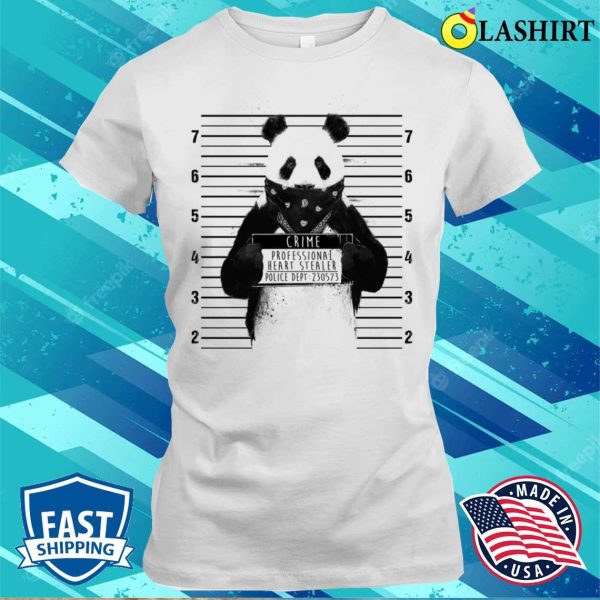 Panda Crime Professional Heart Stealer Funny Panda T-shirt