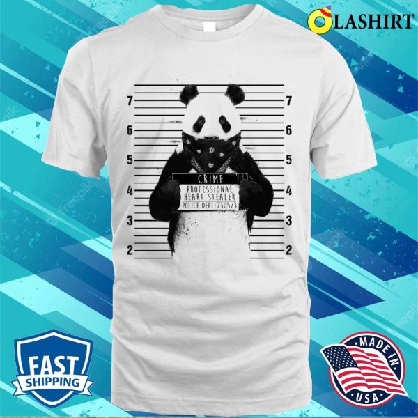 Panda Crime Professional Heart Stealer Funny Panda T-shirt