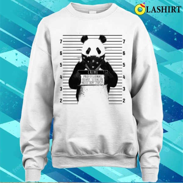 Panda Crime Professional Heart Stealer Funny Panda T-shirt