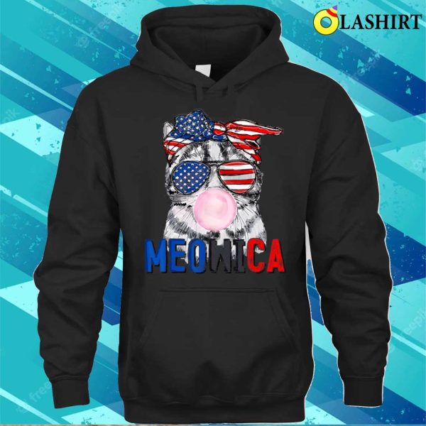 Patriotic Cat Meowica Bubblegum 4th Of July Funny Cat Lover T-shirt