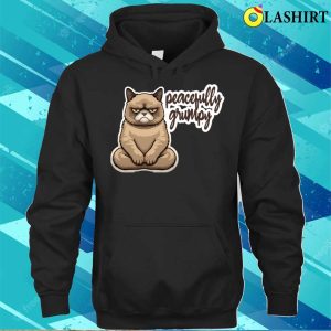 Peacefully Grumpy Quote A Grumpy Cat Meditating Zen T shirt 3