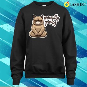 Peacefully Grumpy Quote A Grumpy Cat Meditating Zen T shirt 4