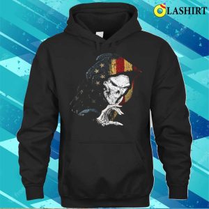 Shhh Keep Silent Skull American Flag Funny Halloween Costume T shirt 3