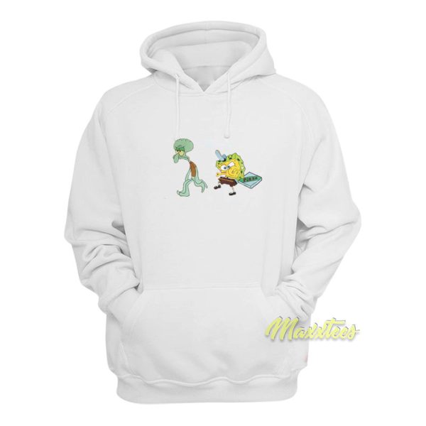 Spongebob and Squidward Krusty Krab Pizza Hoodie