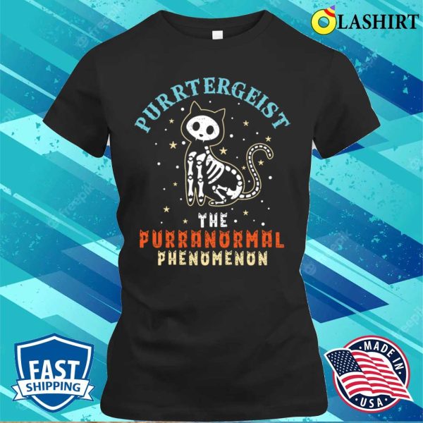 Spooky Cat Skeleton Funny Puns Cat Lover Halloween Vintage Design T-shirt