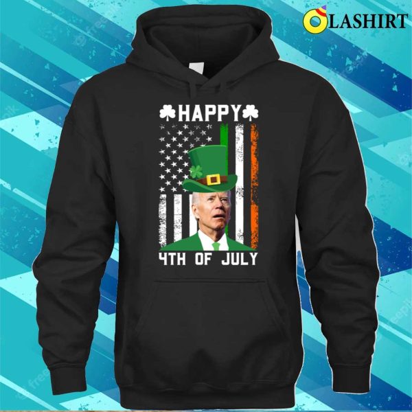 St Patricks Day T-shirt, Happy 4th Of July Funny St Patricks Day Biden Confused T-shirt