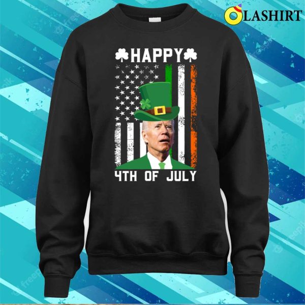 St Patricks Day T-shirt, Happy 4th Of July Funny St Patricks Day Biden Confused T-shirt