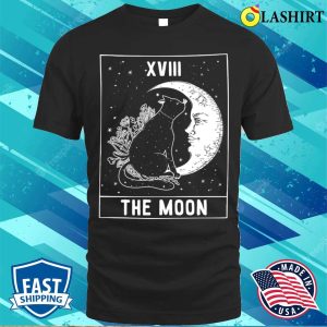 The Moon And Cat Tarot Card Occult Goth Funny Halloween T shirt 1
