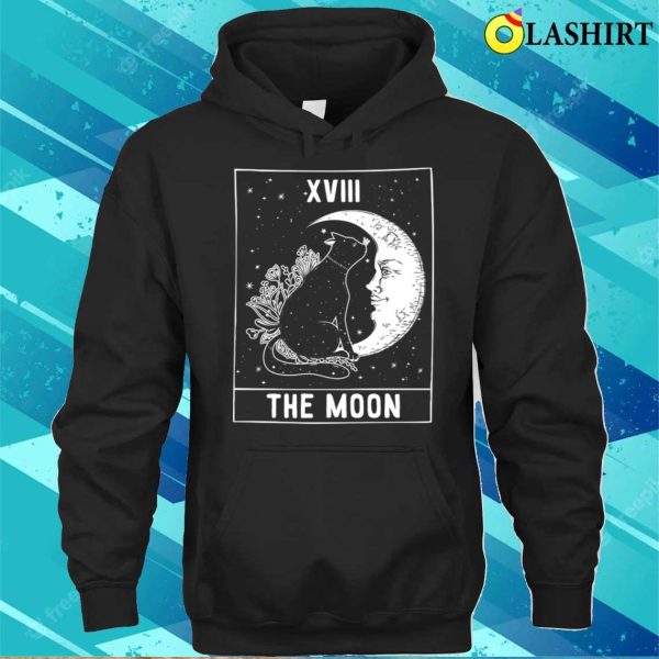 The Moon And Cat Tarot Card Occult Goth Funny Halloween T-shirt