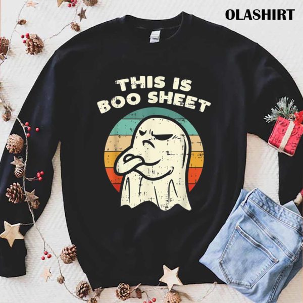 Vintage Boo Ghost Angry, Funny Halloween This Is Boo Sheet T-shirt