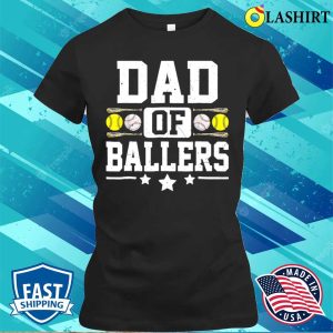 Vintage Dad Of Ballers Baseball Softball Funny Fathers Day T shirt 2