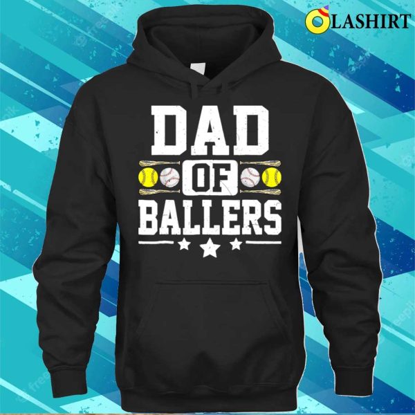 Vintage Dad Of Ballers Baseball Softball Funny Fathers Day T-shirt