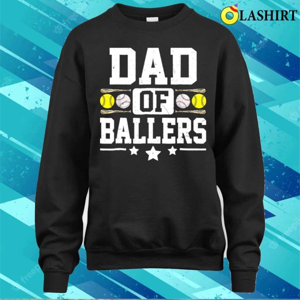 Vintage Dad Of Ballers Baseball Softball Funny Fathers Day T-shirt