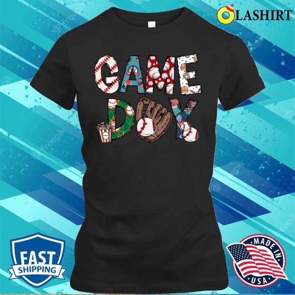 Vintage Game Day Baseball Funny Team Sport Lover Family Matching T-shirt