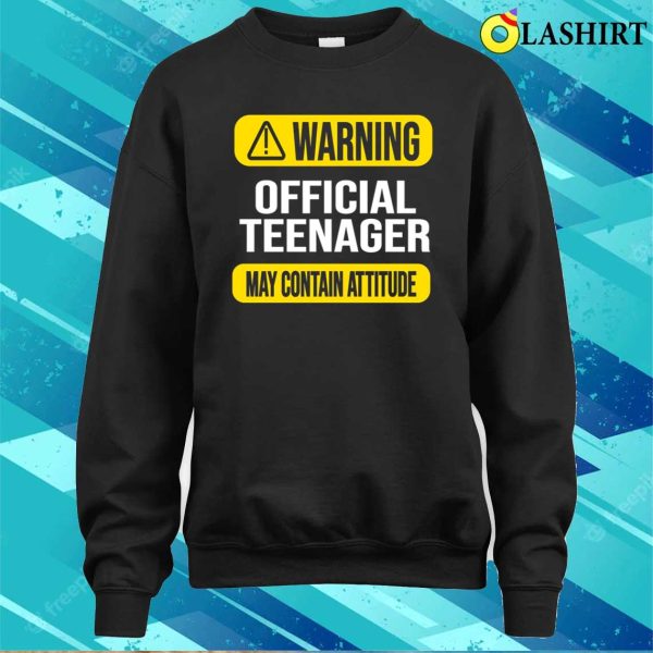 Warning Official Teenager Shirt, Funny Teen Sweater, Teenage Boys Girls Shirt