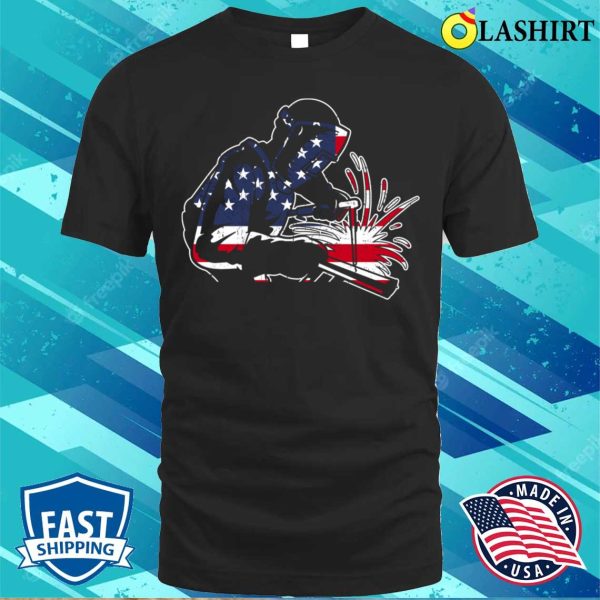 Welder American Flag Mig Welding Funny Welding T-shirt