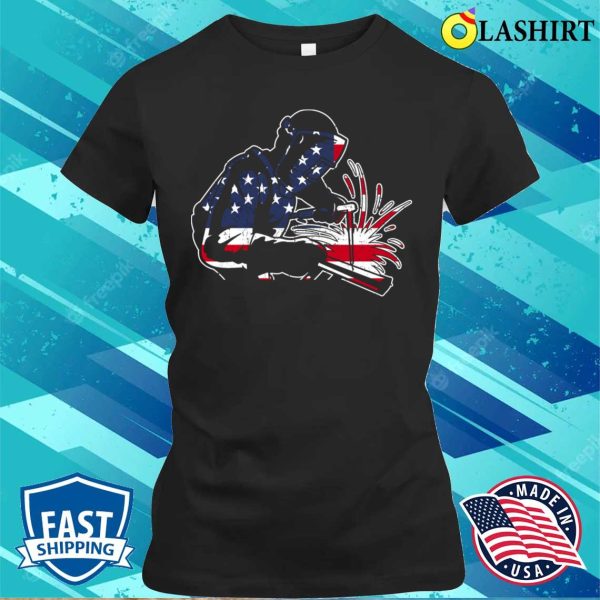 Welder American Flag Mig Welding Funny Welding T-shirt