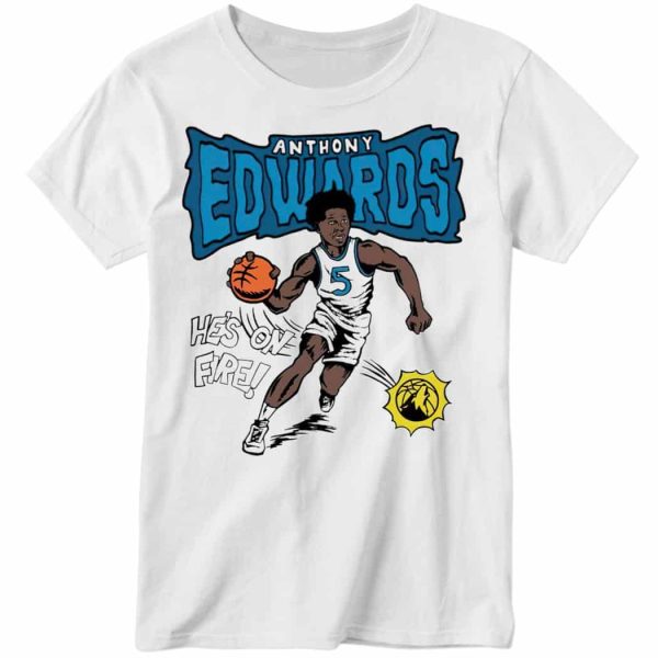 Anthony Edwards He’s On fire Minnesota Timberwolves Cartoon Long Sleeve Shirt