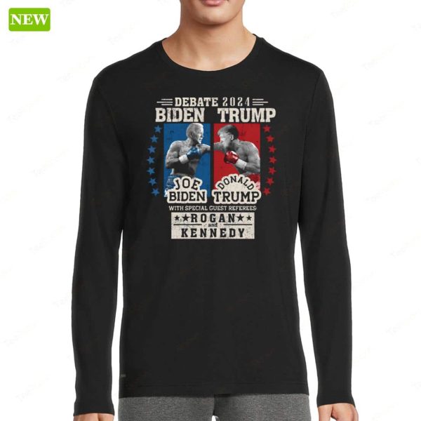 Biden Vs Trump 2024 Debate Funny Boxing Shirt, With Special Guest Referees Rogan And Kennedy