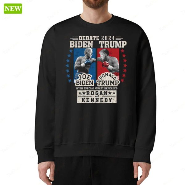 Biden Vs Trump 2024 Debate Funny Boxing Shirt, With Special Guest Referees Rogan And Kennedy