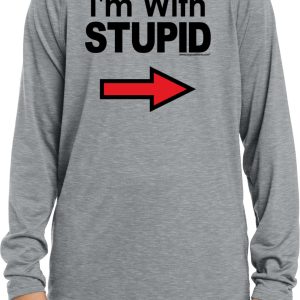 Buy Cools Kids I’m With Stupid Tee Black Print Youth Dry Wicking Long Sleeve